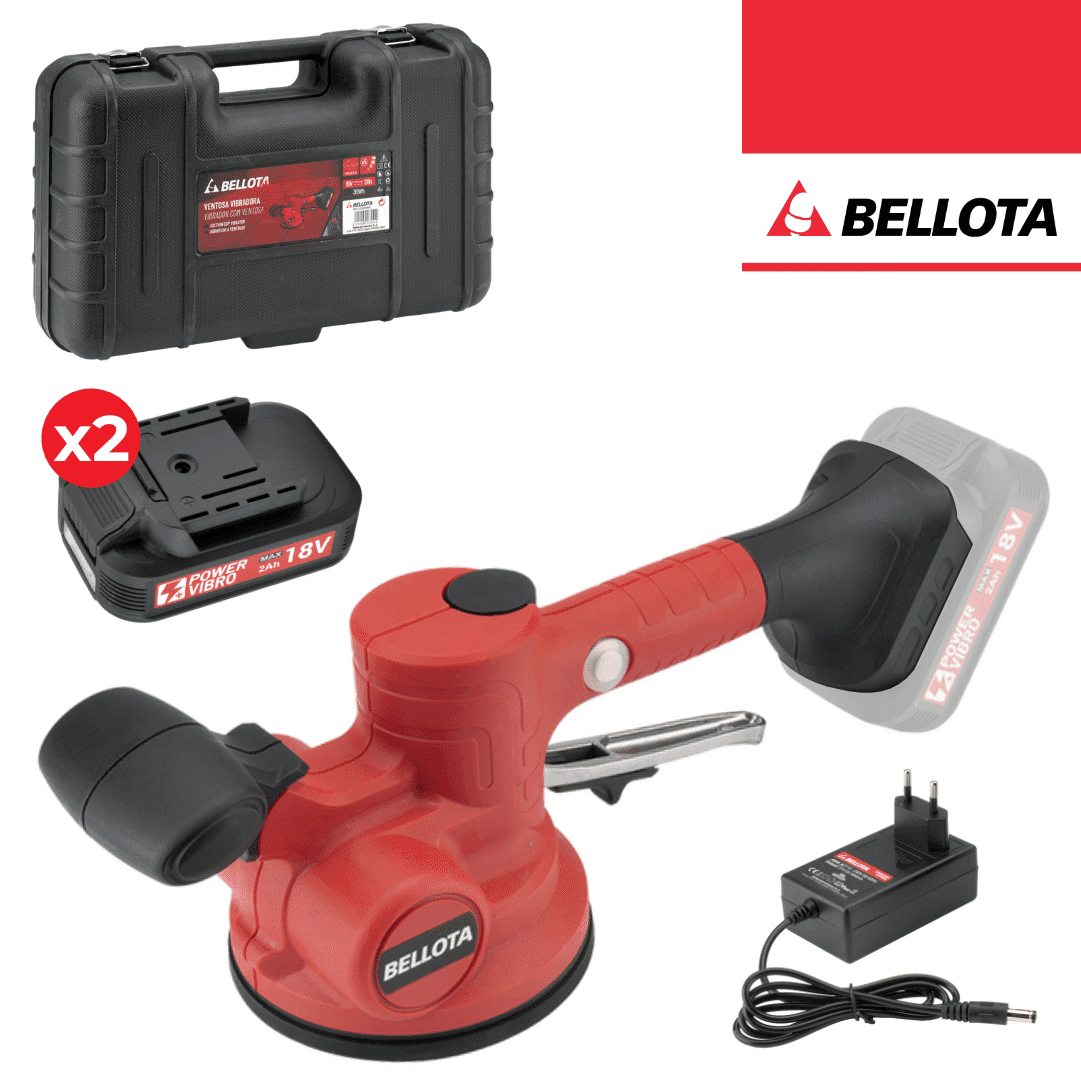 Vibrador de Cerâmica Bellota 40KG + 2 Baterias 18V 2.0Ah + Carregador + Mala