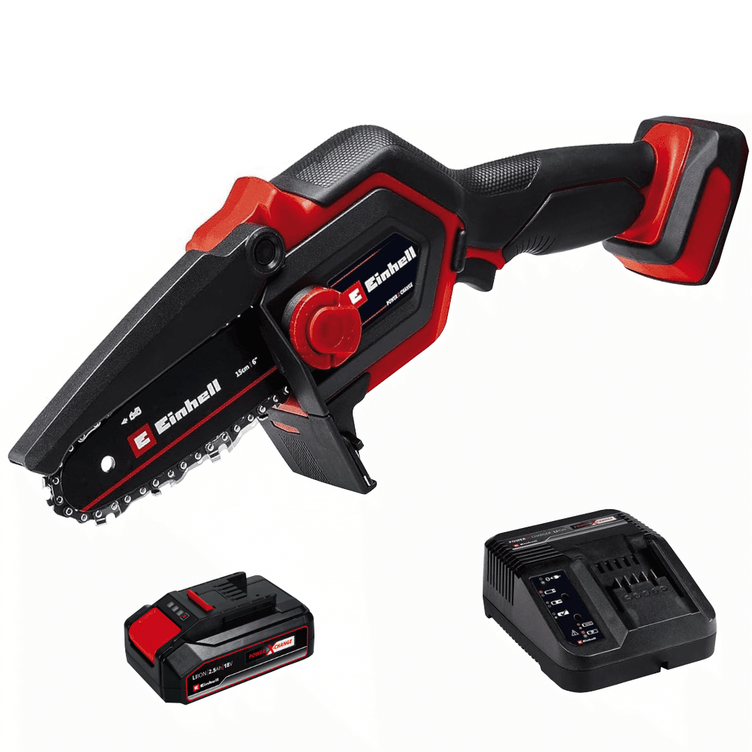  Mini Eletrosserra Podadora Einhell GE-PS 18/15 Li Solo + Bateria 18V 2.5Ah + Carregador