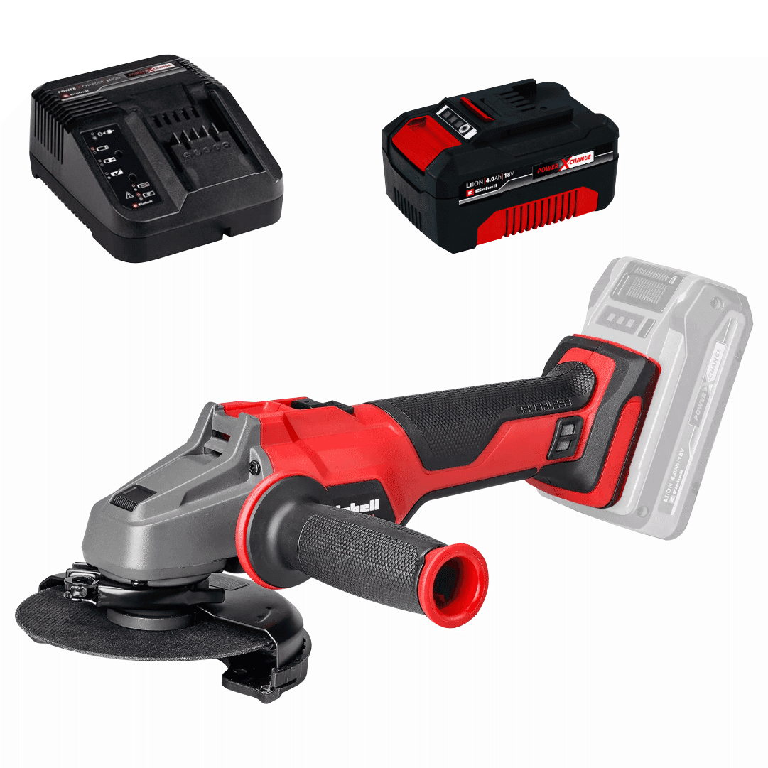 Rebarbadora Einhell 125MM AXXIO 18/125 Li BL - Solo + Bateria 18V 4.0Ah + Carregador