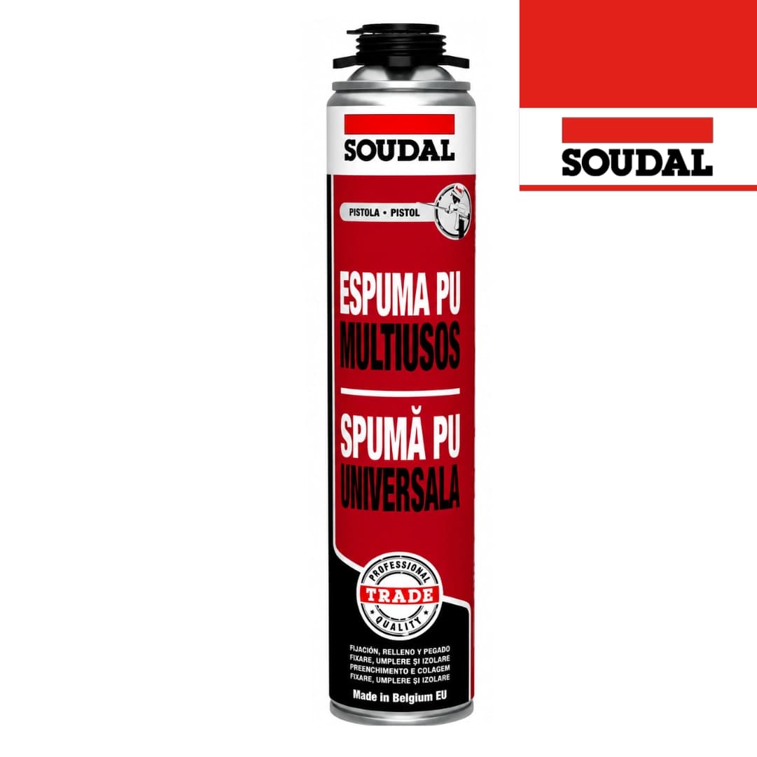 Espuma Poliuretano Soudal Multiusos Universal p/ Pistola - 750ML