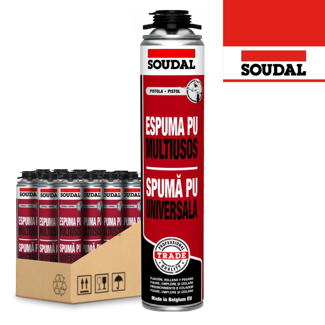 Espuma Poliuretano Soudal Multiusos Universal p/ Pistola 750ML - 12UNI