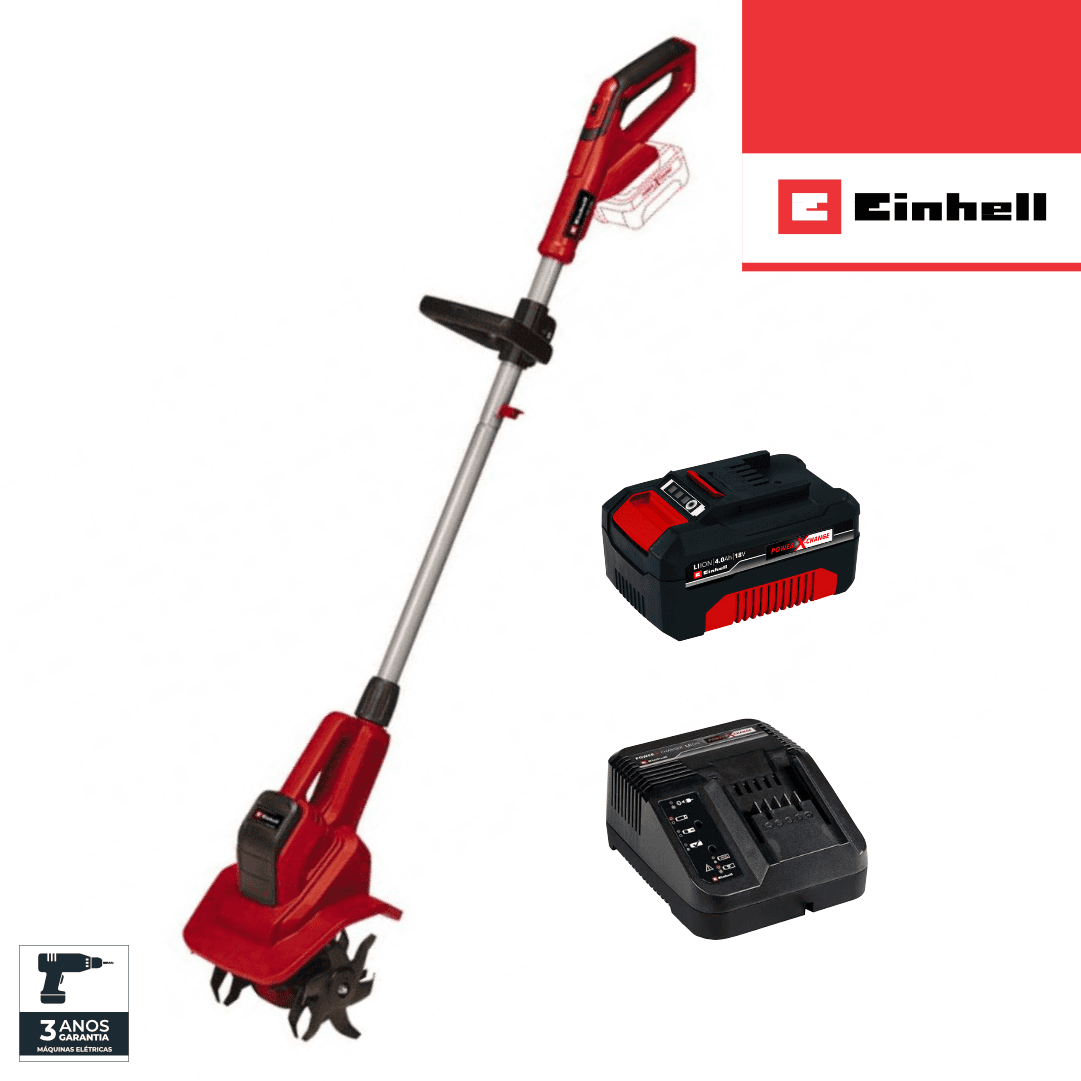 Motoenxada Einhell GE-CR 18/20 Li E - Solo + Bateria 4.0Ah + Carregador
