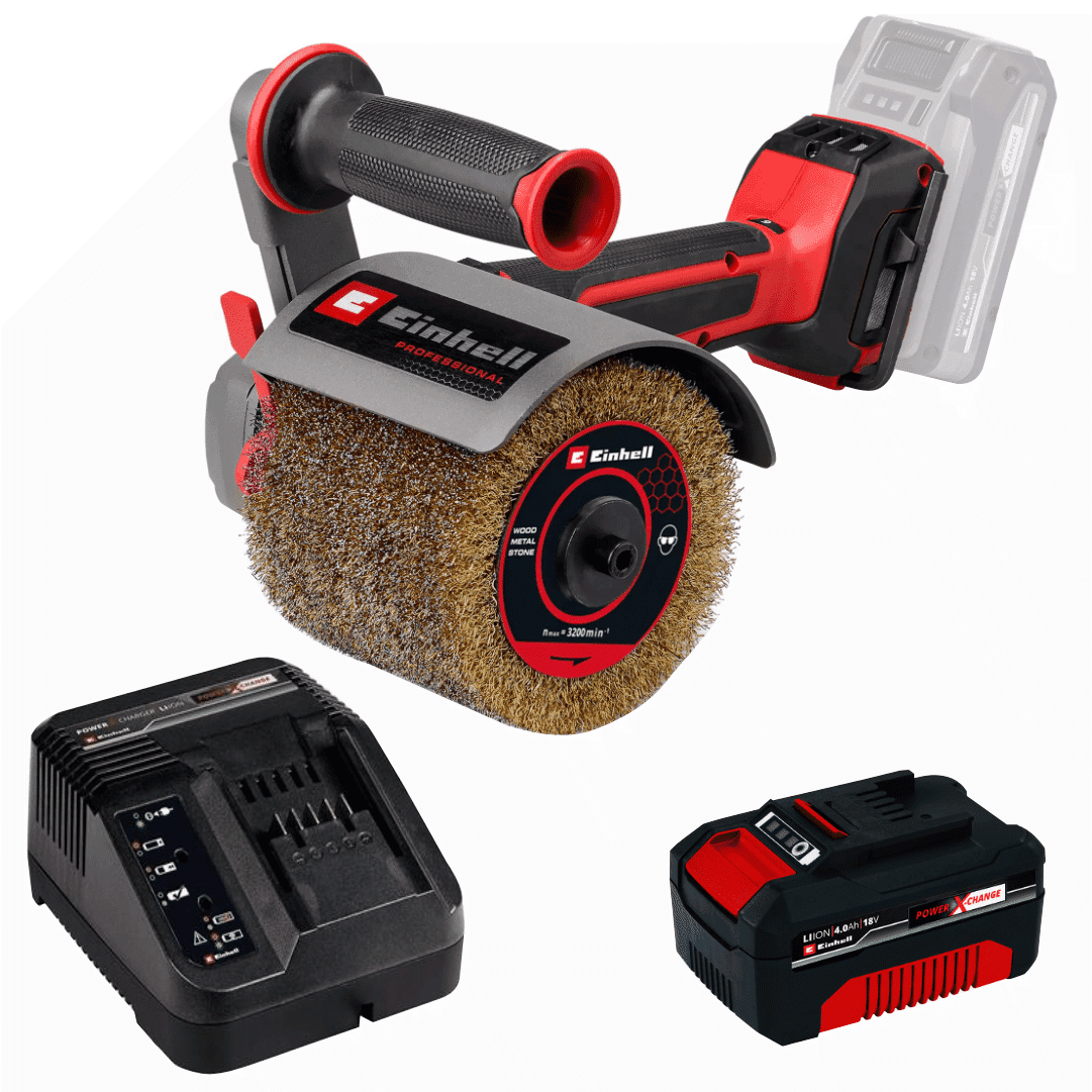 Lixadeira Rolo Einhell TP-BR 18/32 Li BL - Solo + Bateria 18V 4.0Ah + Carregador
