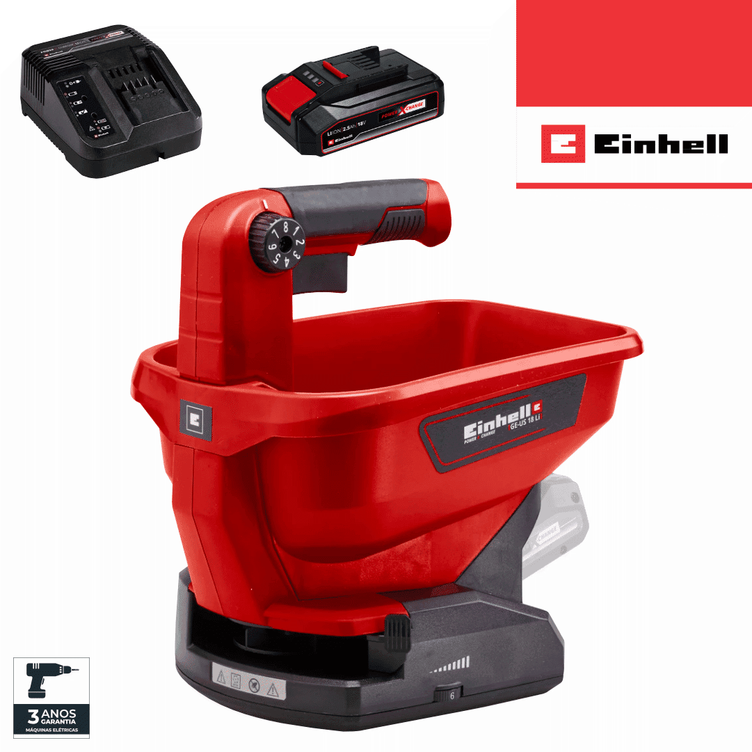 Semeador Einhell GE-US 18 Li - Solo + Bateria 18V 2.5Ah + Carregador