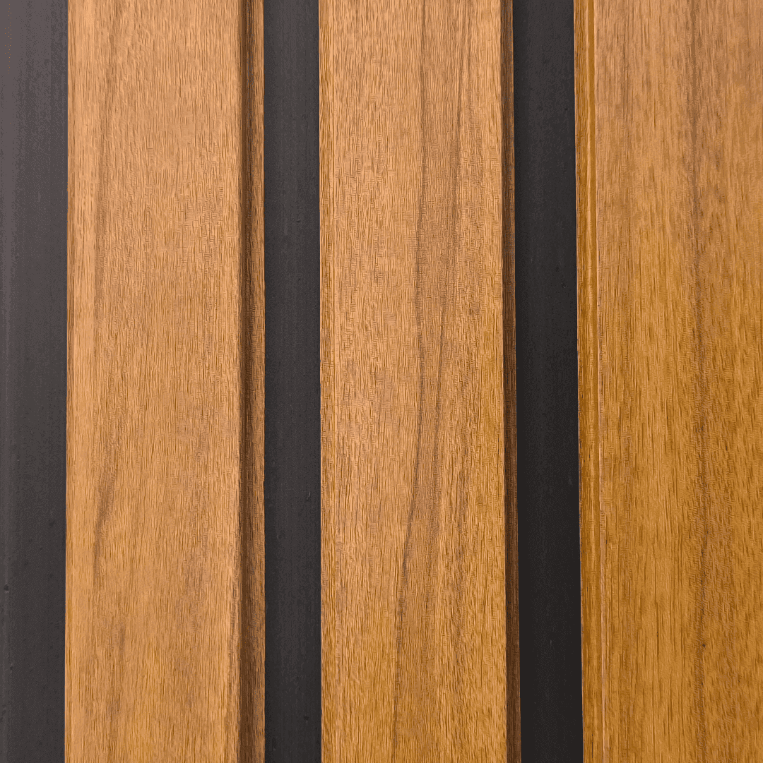 AMOSTRA - Painel Ripado WPC Carvalho Âmbar/Preto 12MM