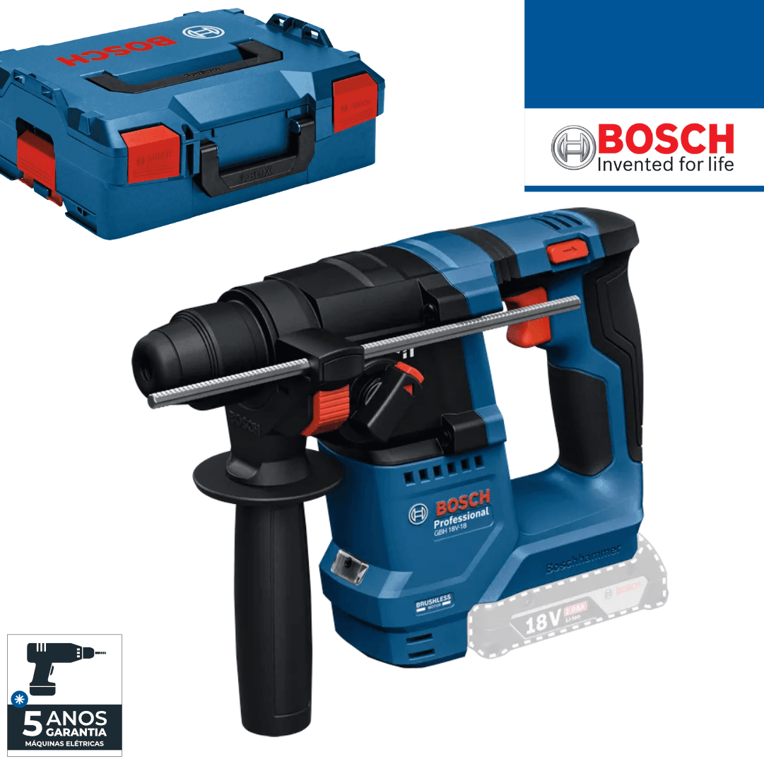 Martelo Perfurador Bateria Bosch Profissional GBH 18V-18 + Mala (0611927003)