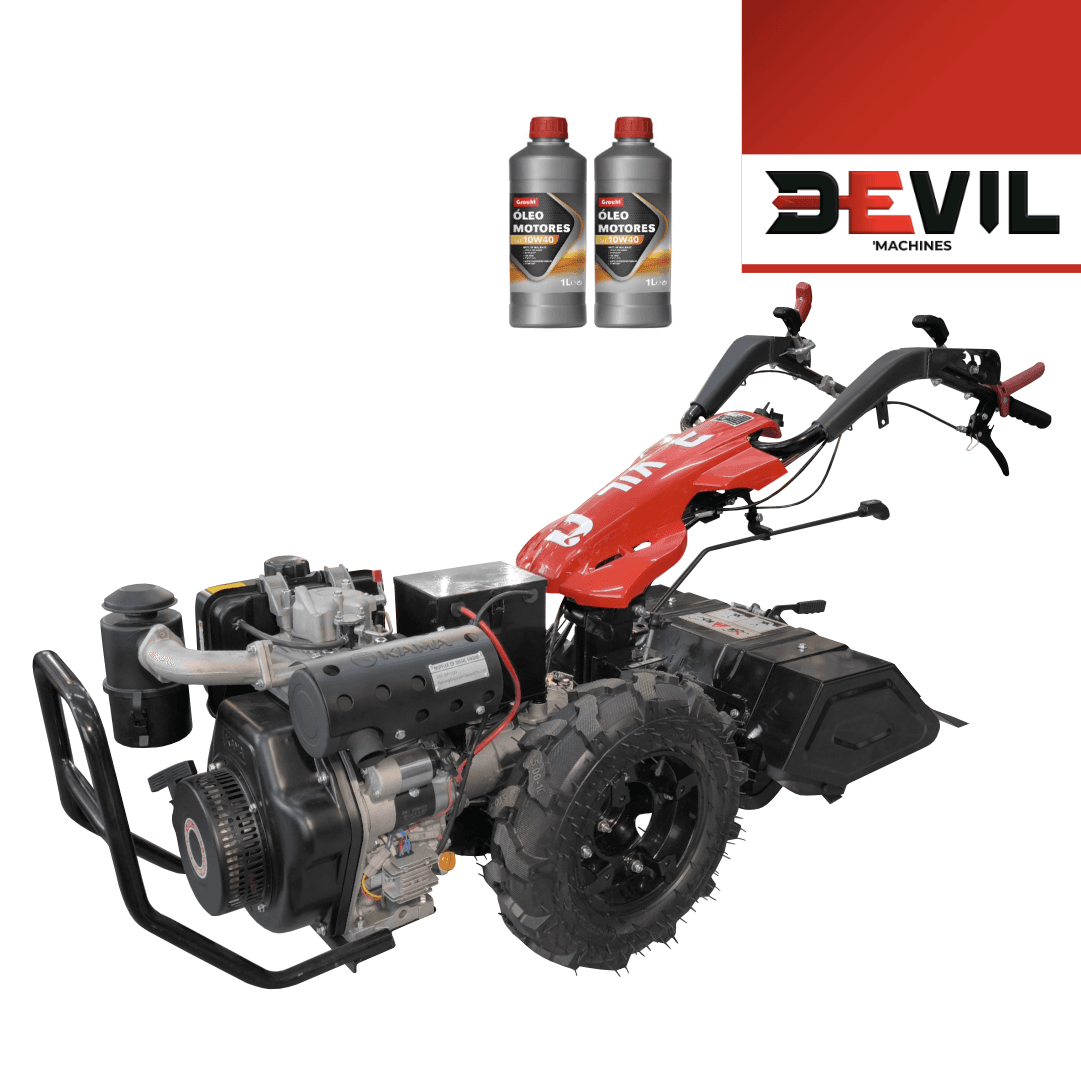 Motocultivador Diesel Devil'Machines E-MT370 10HP c/ Fresa + Óleo 10W40 p/ Motor 4T 2LT