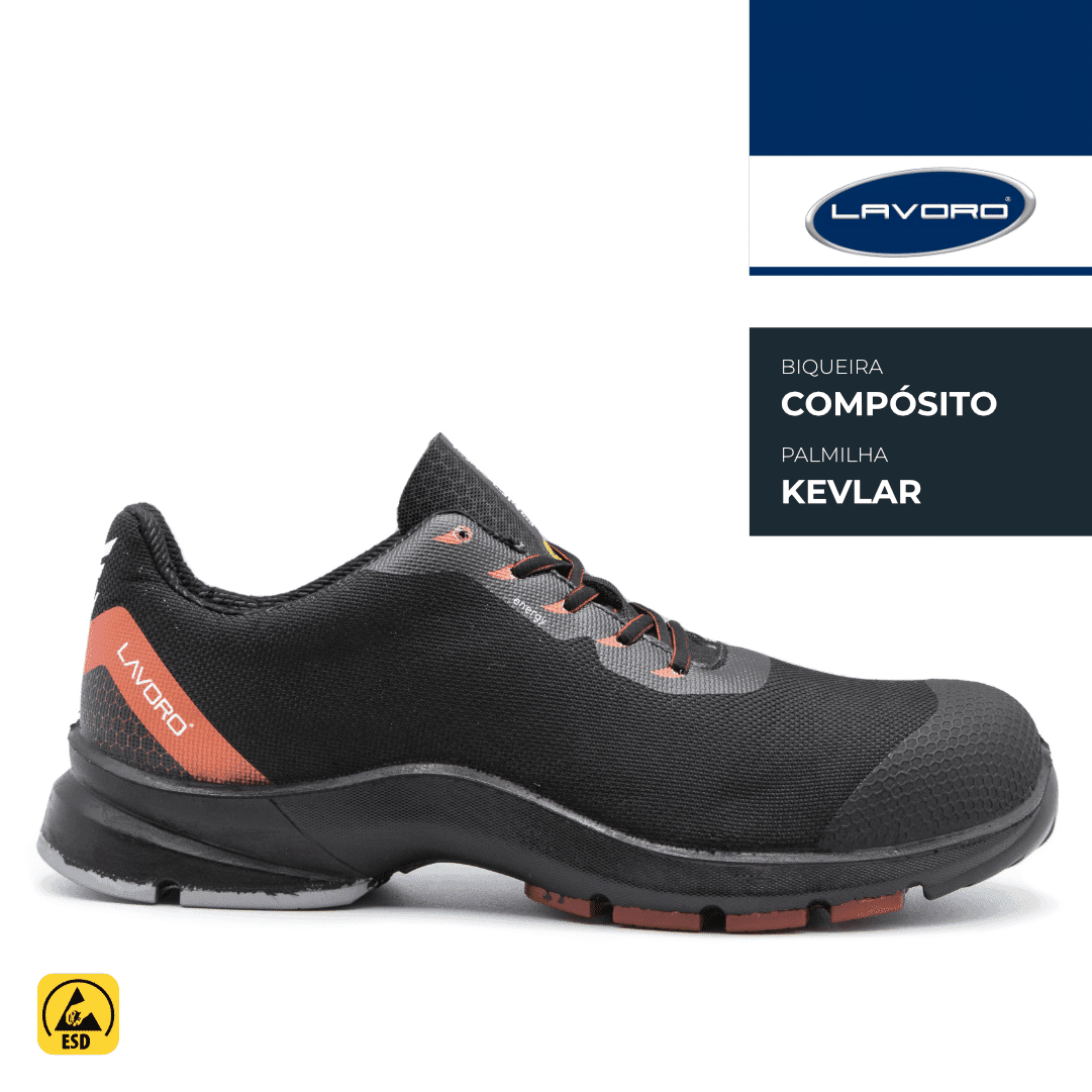 Sapatilha Segurança Lavoro Hybrid Black/ Red