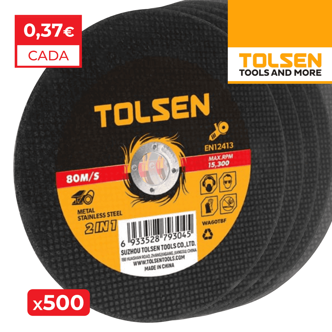 Disco Corte Tolsen p/ Inox e Metal 115MMx1,2MM - 500UNI