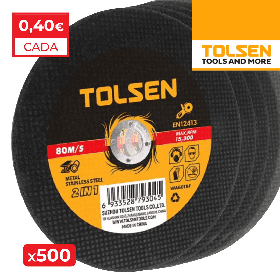 Disco Corte Tolsen p/ Inox e Metal 125MMx1,0MM - 500UNI