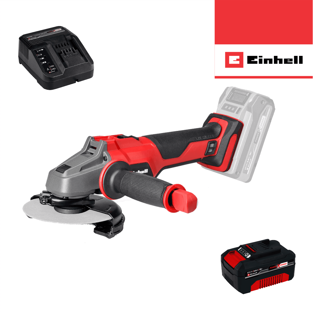 Rebarbadora Bateria Einhell 125MM Axxio 18/125 Solo + Bateria 18V 4.0Ah + Carregador