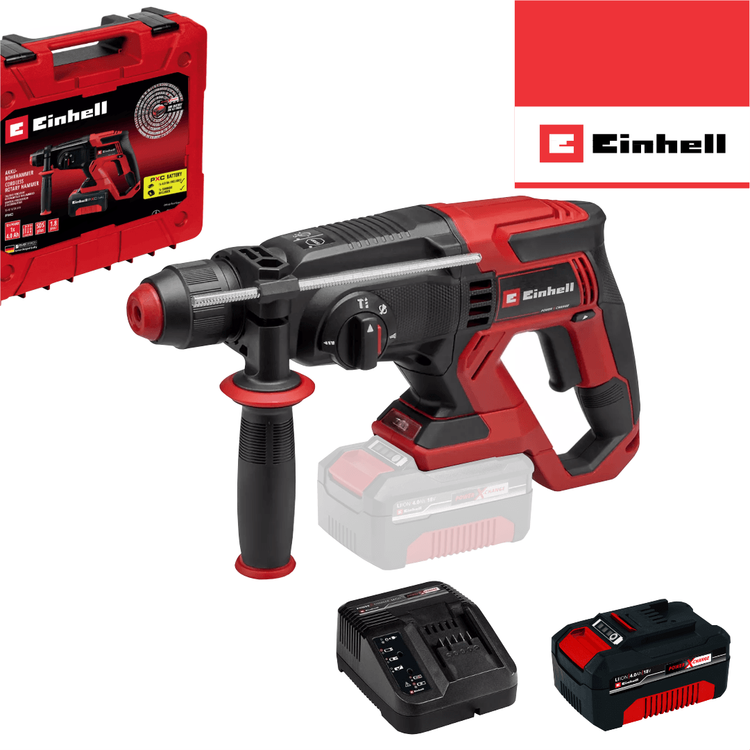 Martelo Perfurador Bateria Einhell TE-HD 18/20 Li + Bateria 18V 4.0Ah + Carregador + Mala