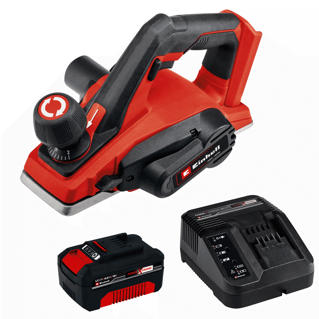 Plaina Bateria Einhell TE-PL 18/82 Li - Solo + Bateria 18V 4.0Ah + Carregador
