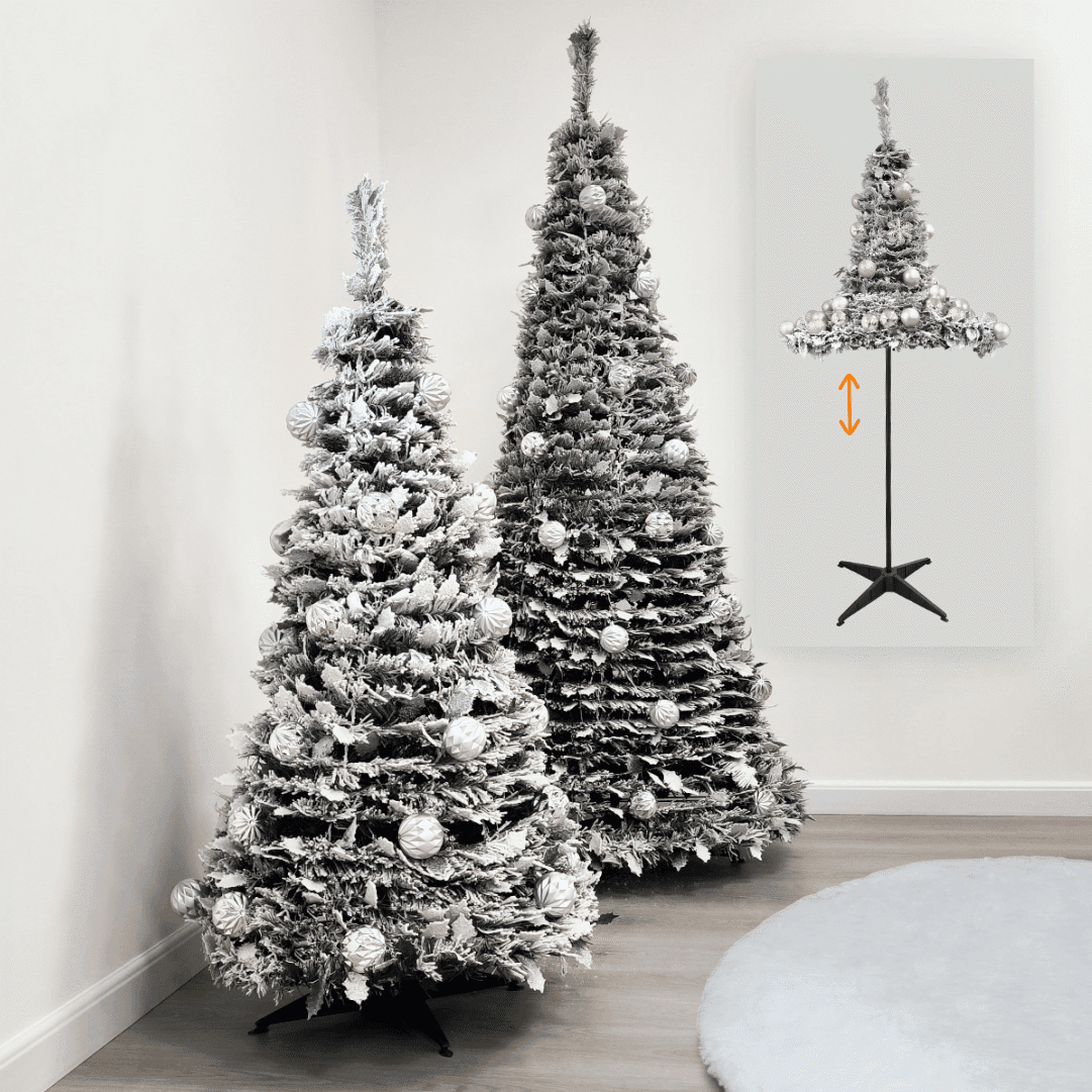 Árvore de Natal 120CM Pop-Up Dobrável c/ Bolas Prateadas