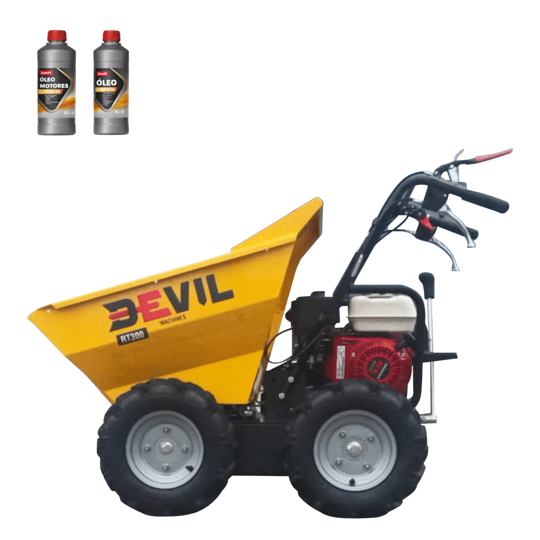 Mini Dumper Devil'Machines RT300 c/ Motor Honda GX200 + Óleo 10W40 p/ Motor 4T 1LT + Óleo 80W90 t/ Valvolina 1LT