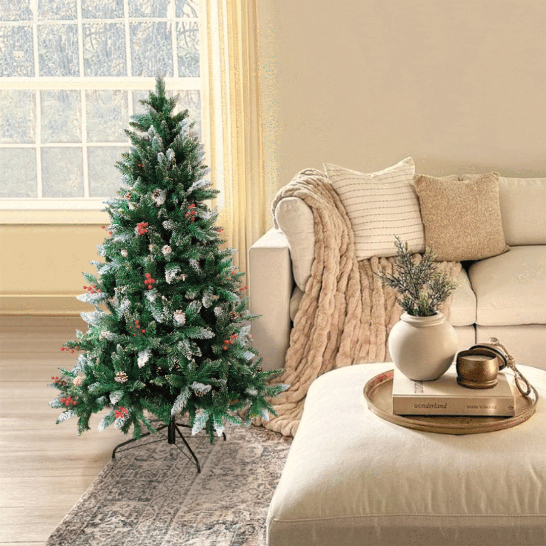 Árvore de Natal 150CM Pinheiro c/ Pinhas e Azevinho