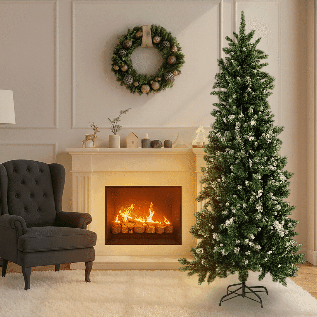 Árvore de Natal 210CM Slim Pinheiro c/ Neve