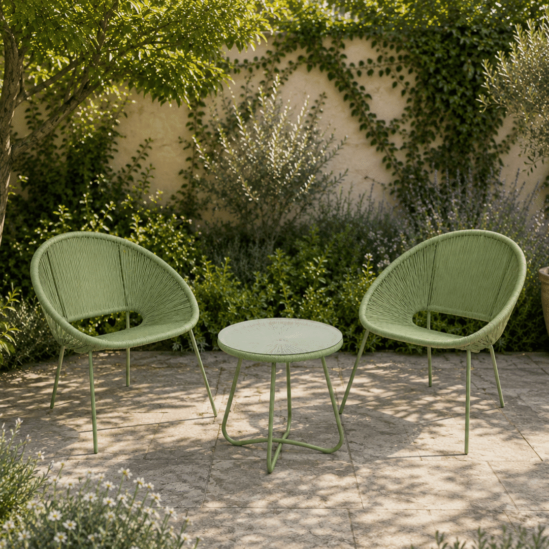  Conjunto Jardim Designia Ibiza 2 Cadeiras Rattan + Mesa Verde