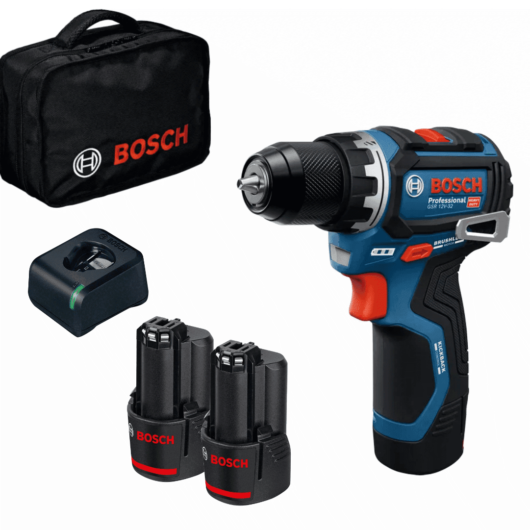 Aparafusadora Bosch Profissional GSR 12V-32 + 2 Baterias 12V 2.0Ah + Carregador + Mala (06019n7003)