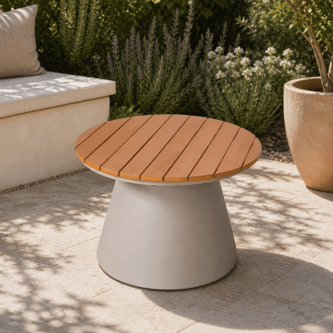  Mesa Apoio Jardim Designia Portobelo Ø62CM Madeira/Camel