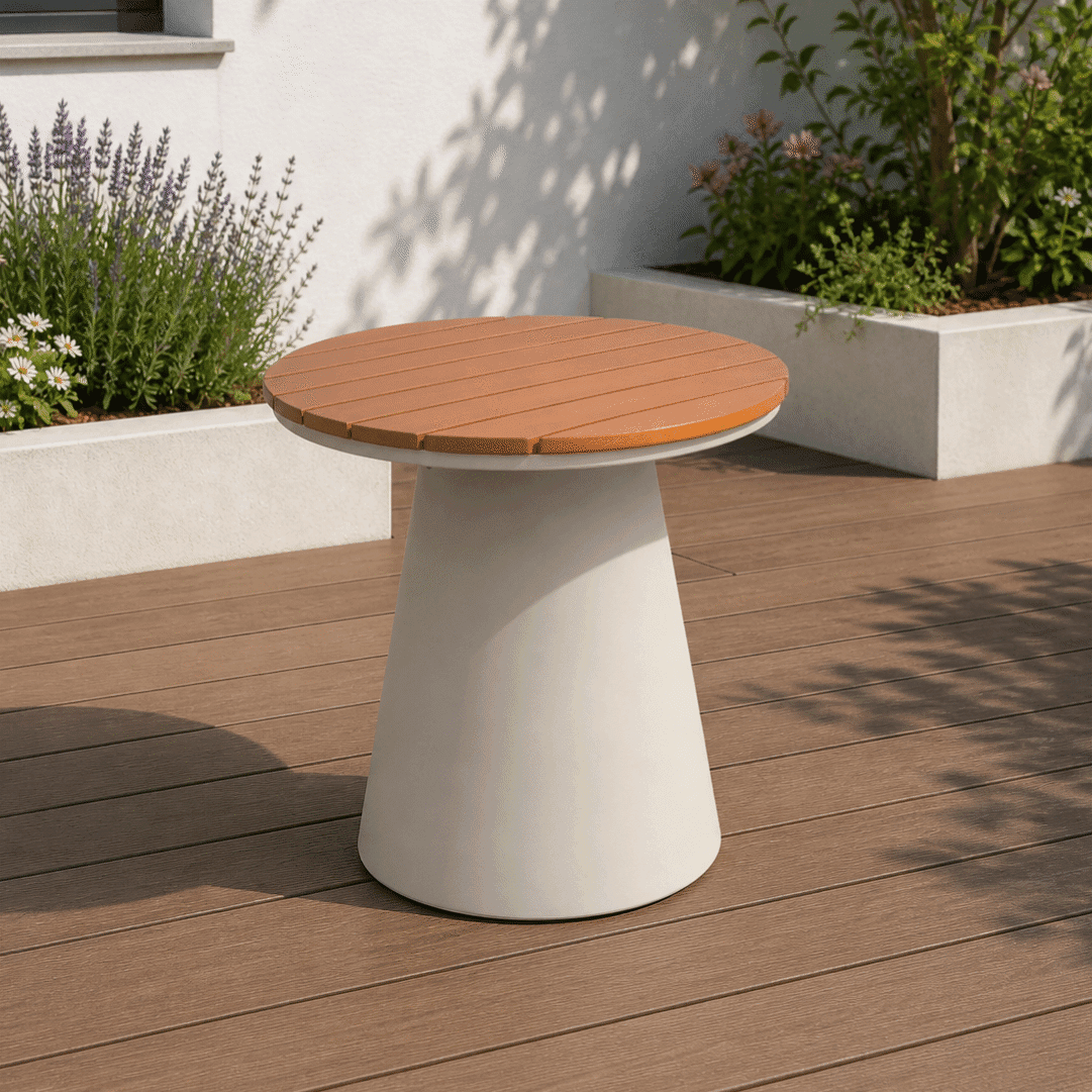  Mesa Apoio Jardim Designia Portobelo Ø55CM Madeira/Camel