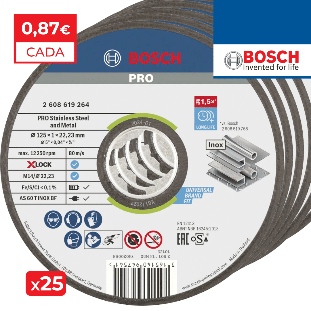 Disco Bosch X-Lock p/ Corte Inox 125MMx1MM - 25UNI (2608619262X25)