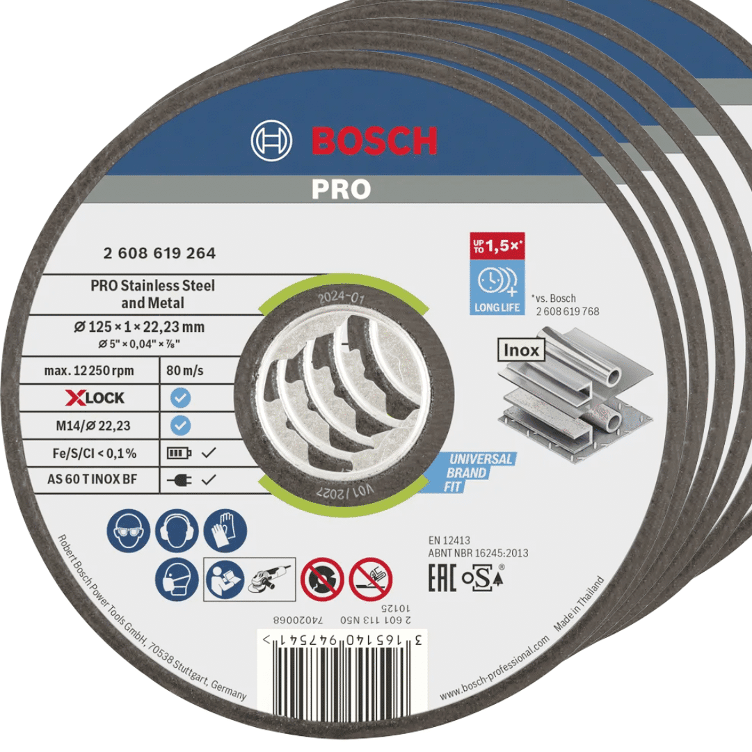 Disco Bosch X-Lock p/ Corte Inox 125MMx1MM - 25UNI (2608619262X25)