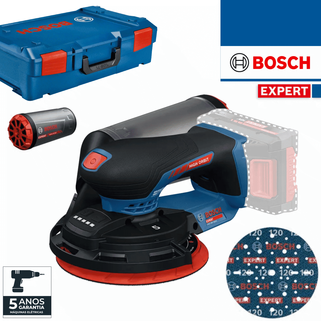 Lixadeira Bateria Bosch Profissional Expert EXEX 18V-150-5 + Mala (0601372900)