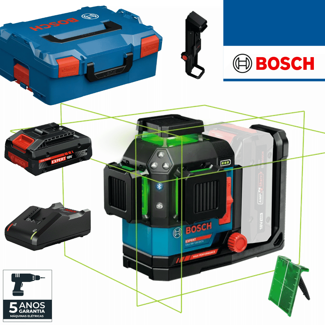Nível Laser Bateria Bosch Profissional EXLL 18V-120 33CG (0601065B00)