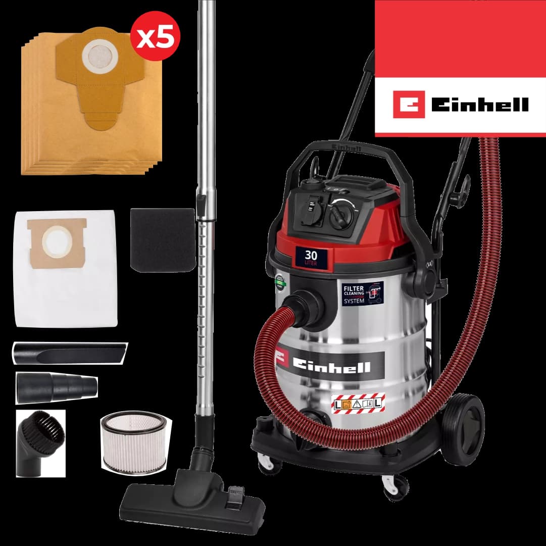 Aspirador/Soprador Einhell p/ Sólidos e Líquidos TE-VC 3080 SACL - 30L + 5 Sacos Papel 65MM 30LT