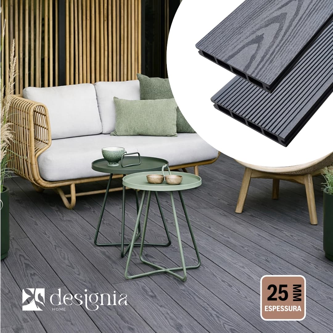  Deck Compósito Reversível Designia Cinza Grafite 2400x140MM - 25MM