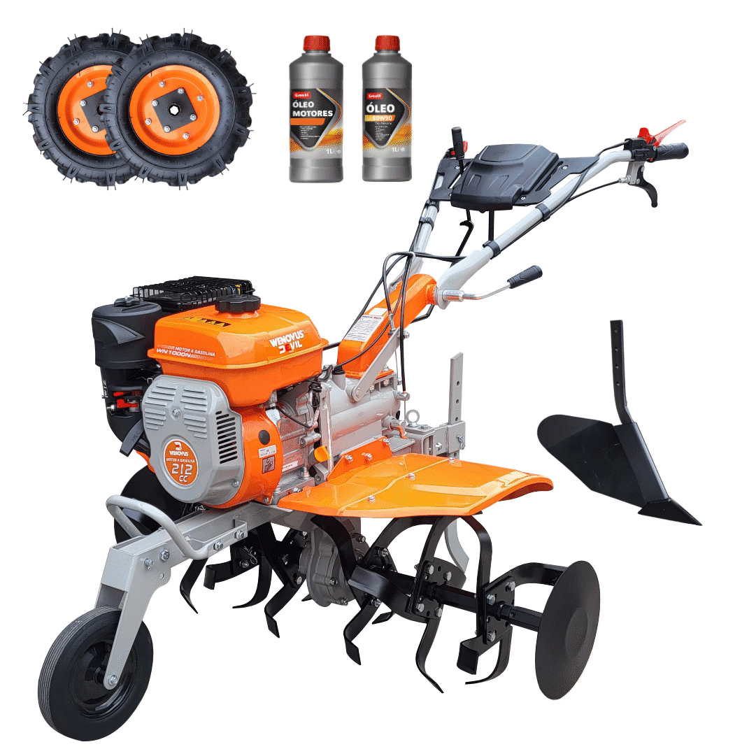 Motoenxada a Gasolina WN1000N Devil'Machines c/ Transmissão Caixa 7HP +  Óleo 15W40 p/ Motor 4T 1LT + Óleo t/ Valvulina 80W90 2LT