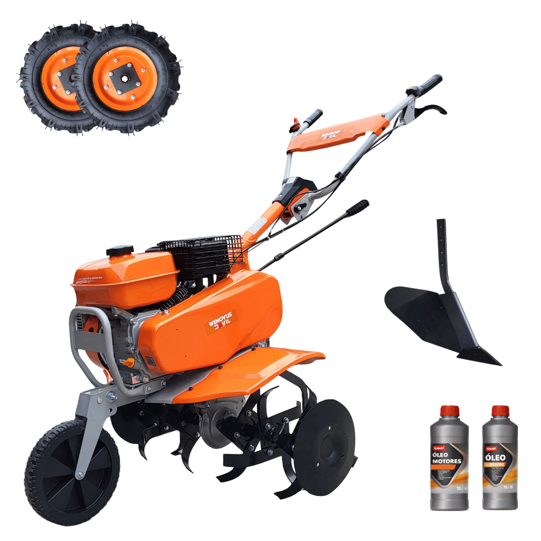 Motoenxada a Gasolina WN500 Devil'Machines c/ Transmissão Correia 7HP + Óleo 15W40 p/ Motor 4T 1LT + Óleo t/ Valvulina 80W90 2LT