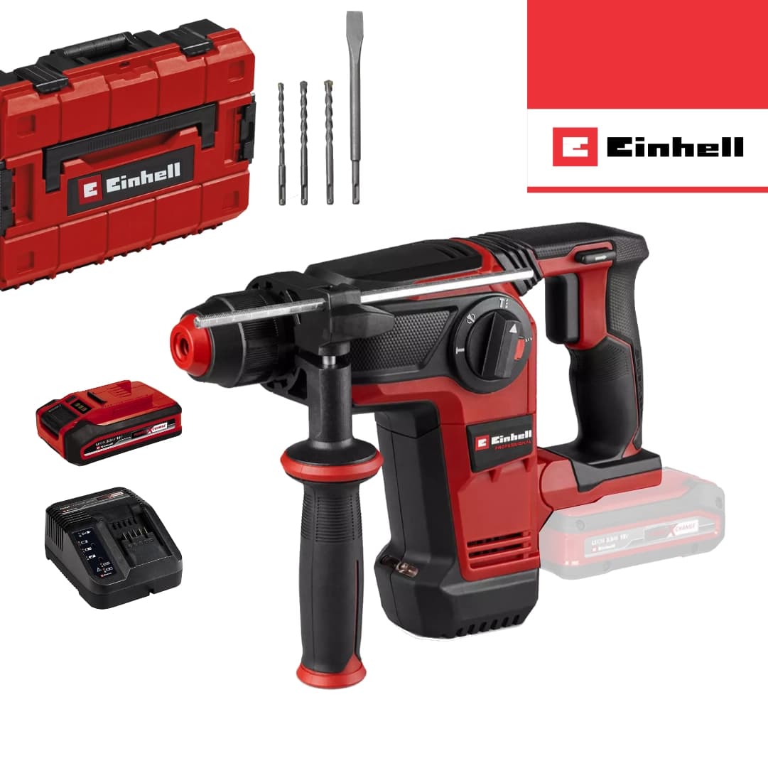 Martelo Perfurador Bateria Einhell TP-HD 18/28 Li BL + Bateria 18V 3.0Ah + Carregador + Mala