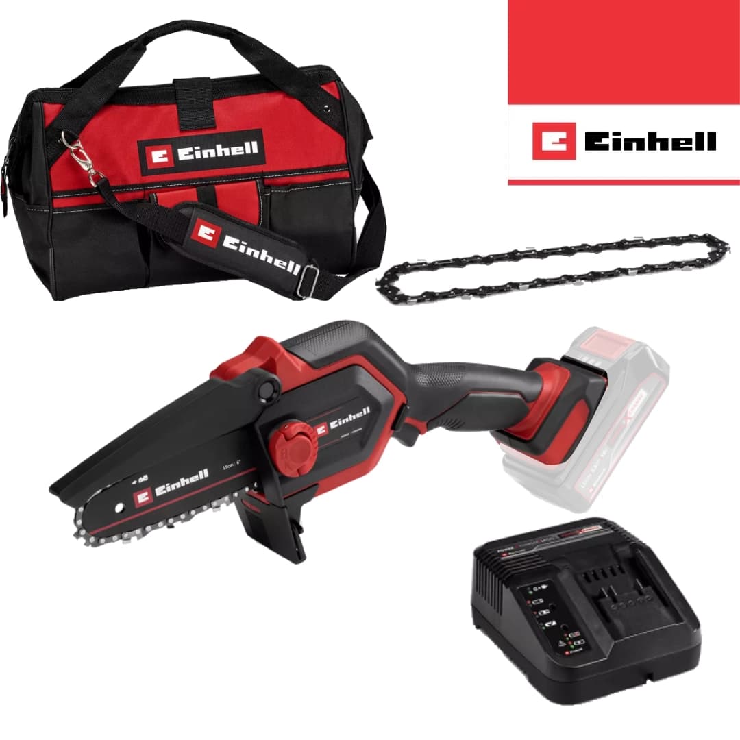 Mini Eletrosserra Podadora Einhell GE-PS 18/15 Li + Bateria 18V 2.5Ah + Carregador + Corrente + Mala
