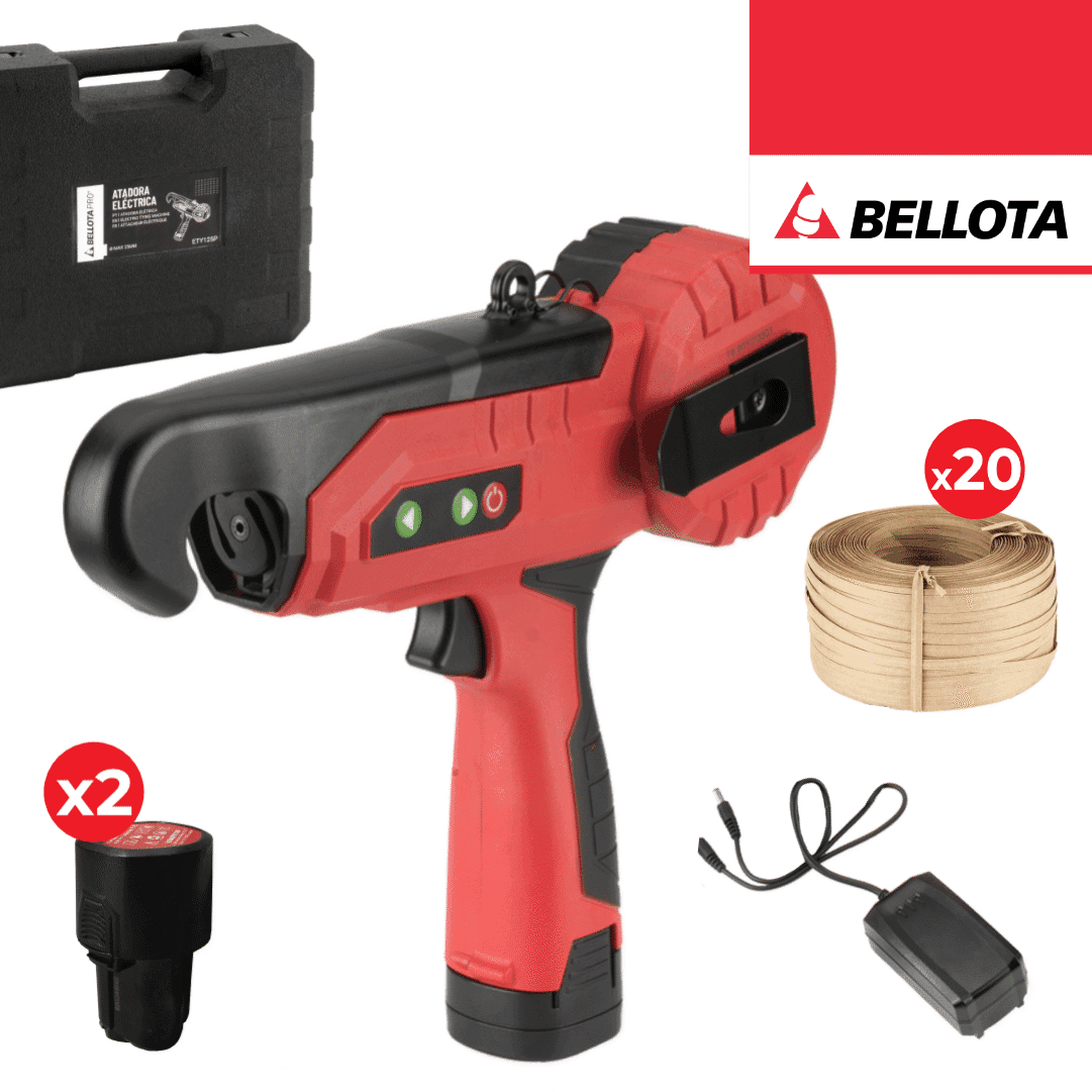 Atadora Vinha Bellota + 2 Baterias + Carregador + Mala + 20 Rolos