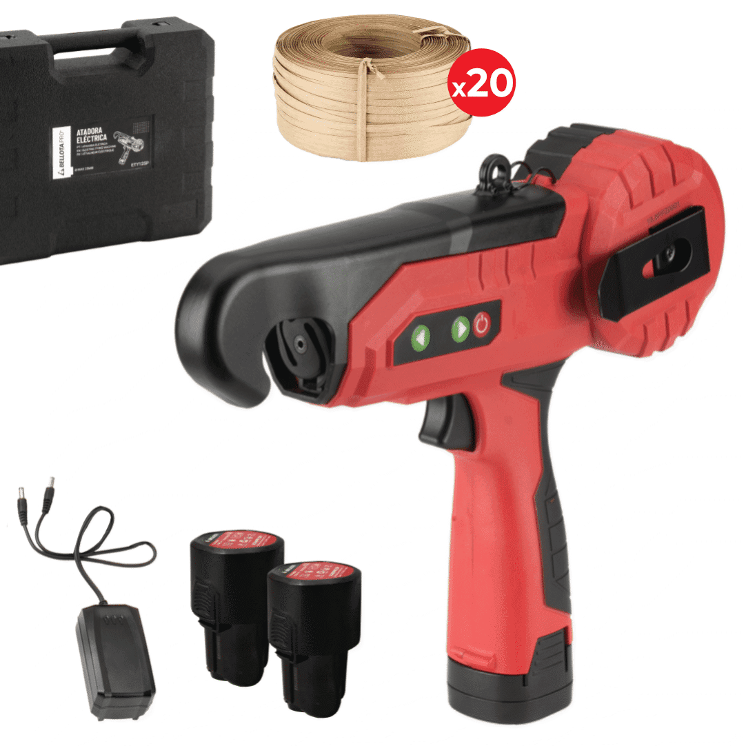 Atadora Vinha Bellota + 2 Baterias + Carregador + Mala + 20 Rolos