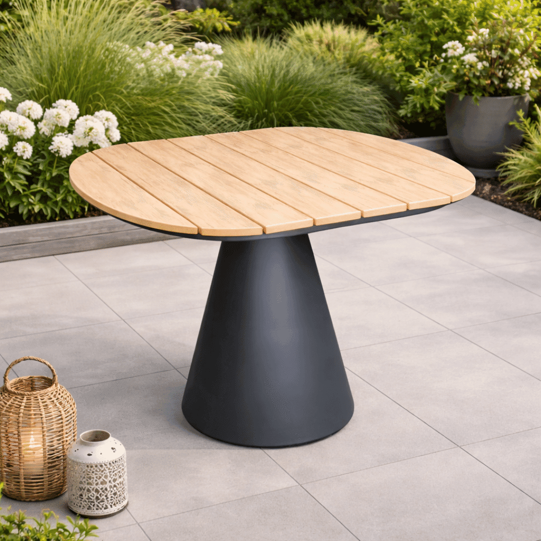 Conjunto Jardim Designia Capri 2 Cadeiras c/ Corda + Mesa Madeira/Cinza 80x80CM