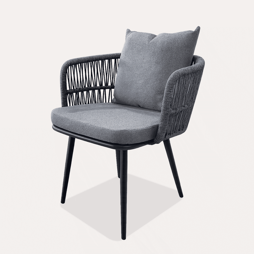 Conjunto Jardim Designia Lagos 6 Cadeiras Preta/Cinza + Mesa Portofino Preta 150X90X75CM