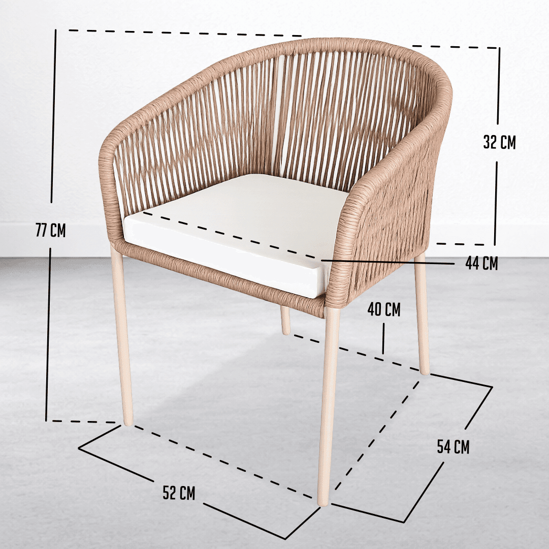 Conjunto Jardim Designia Riviera 6 Cadeiras Camel + Mesa Portofino Camel 150X90X75CM