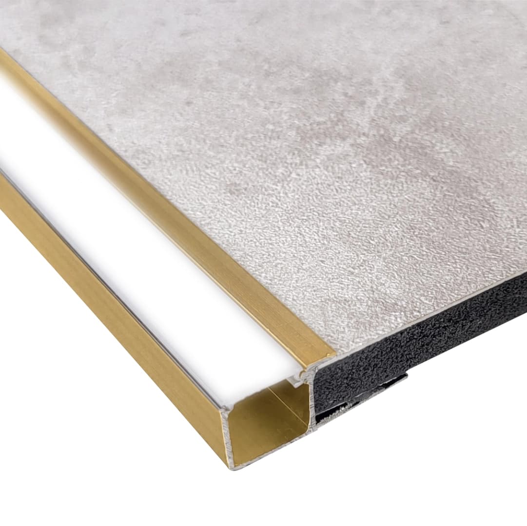 Perfil de Remate LED Designia p/ Painel Revestimento 3000MM - Ouro Mate