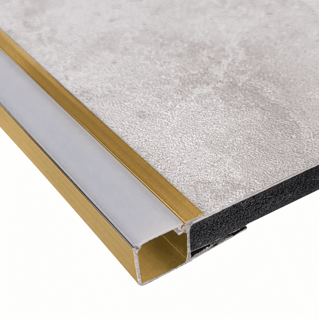 Perfil de Remate LED Designia p/ Painel Revestimento 3000MM - Ouro Mate