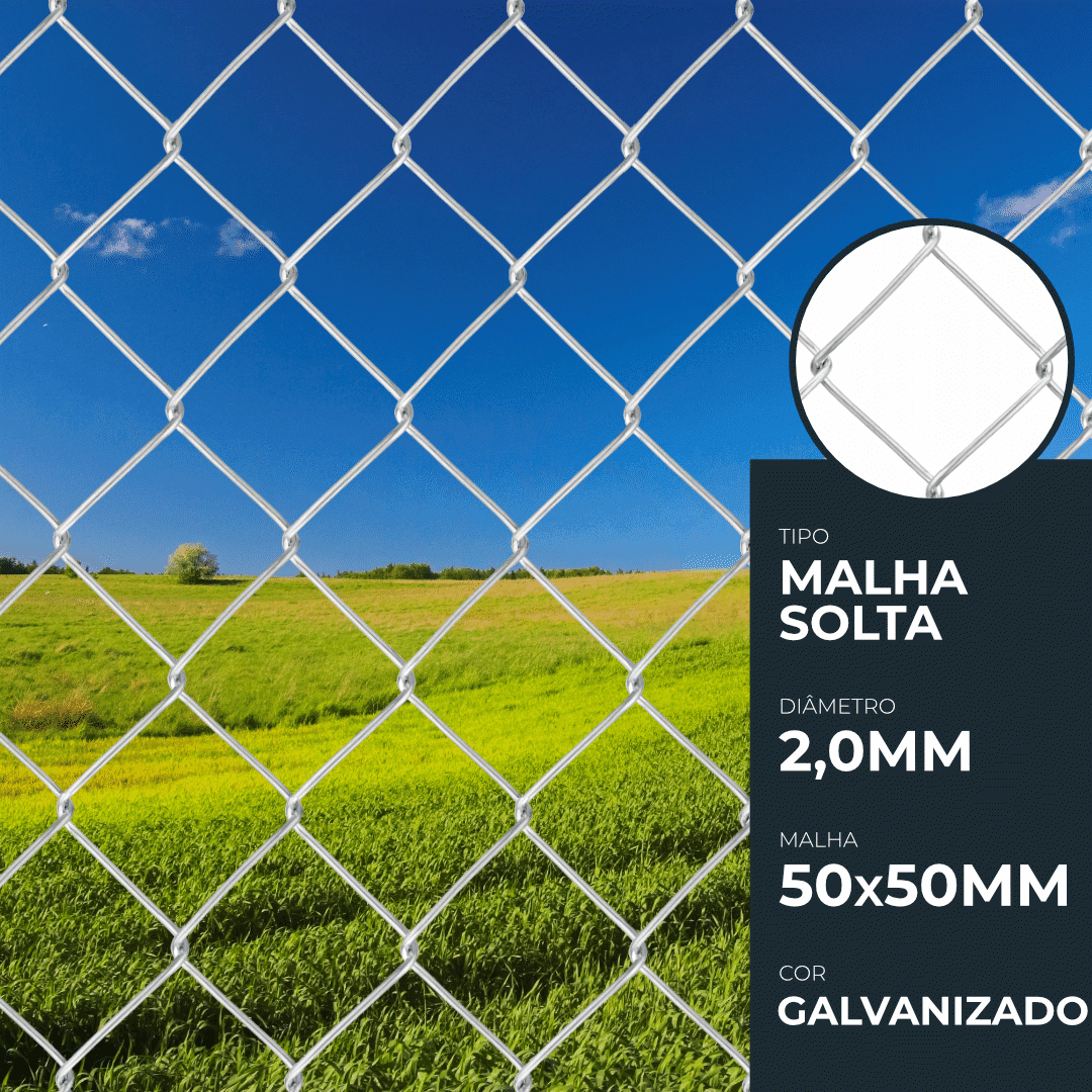 Rede Malha Solta Zincada Hagro'Fence Arame 14 