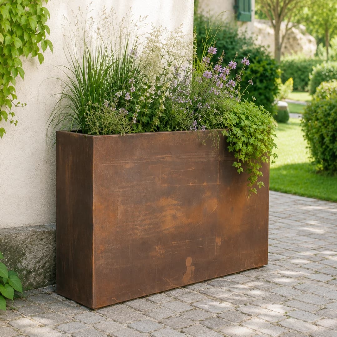 Floreira Aço Corten 120x30x80CM