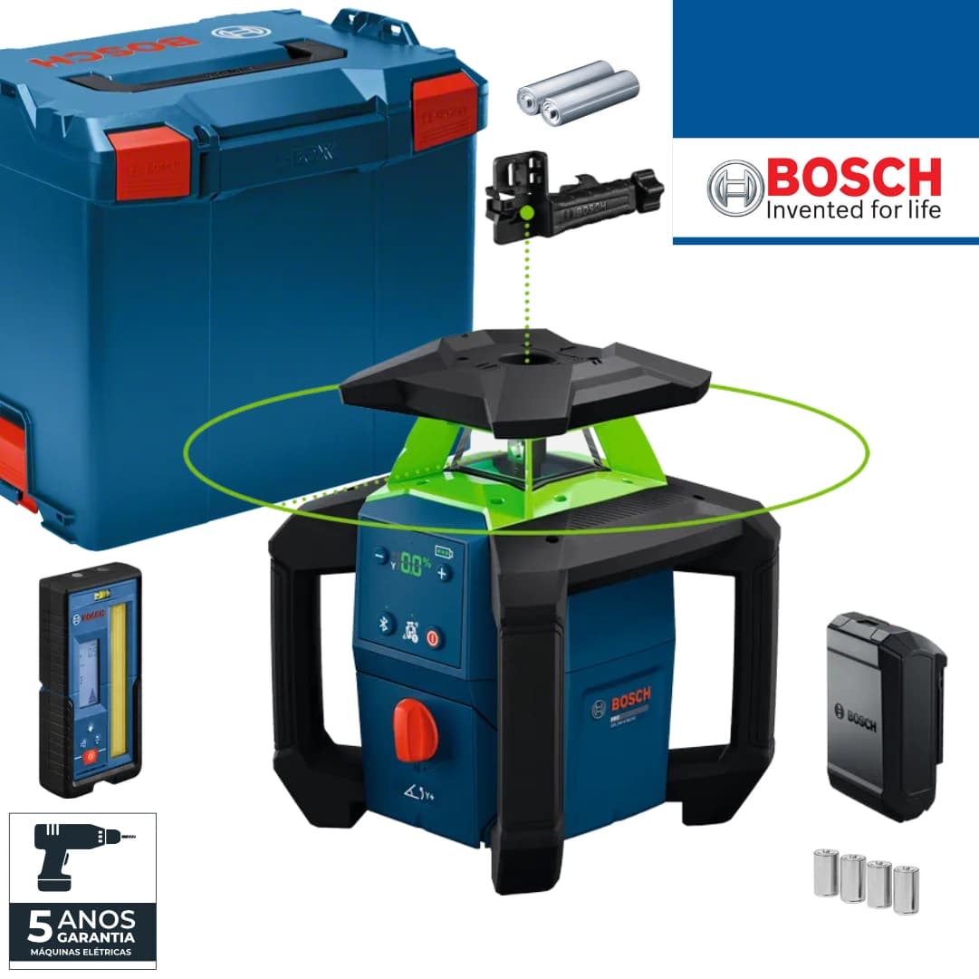 Nível Laser Rotativo Bosch Profissional GRL18V-4-34CVG + Recetor + Mala (0601061H01) 