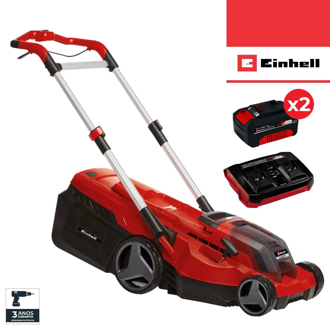 Corta Relva Einhell Rasarro + 2 Baterias 18V 4.0Ah + Carregador Duplo