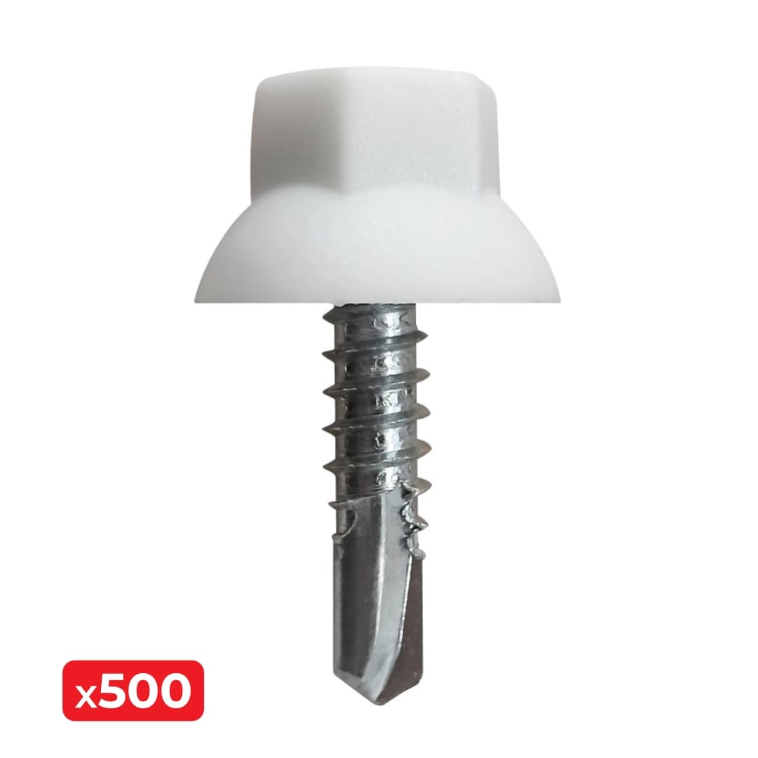 Parafuso AutoPerfurante Nylon Branco RAL9010 5.5x22MM - 500PCS
