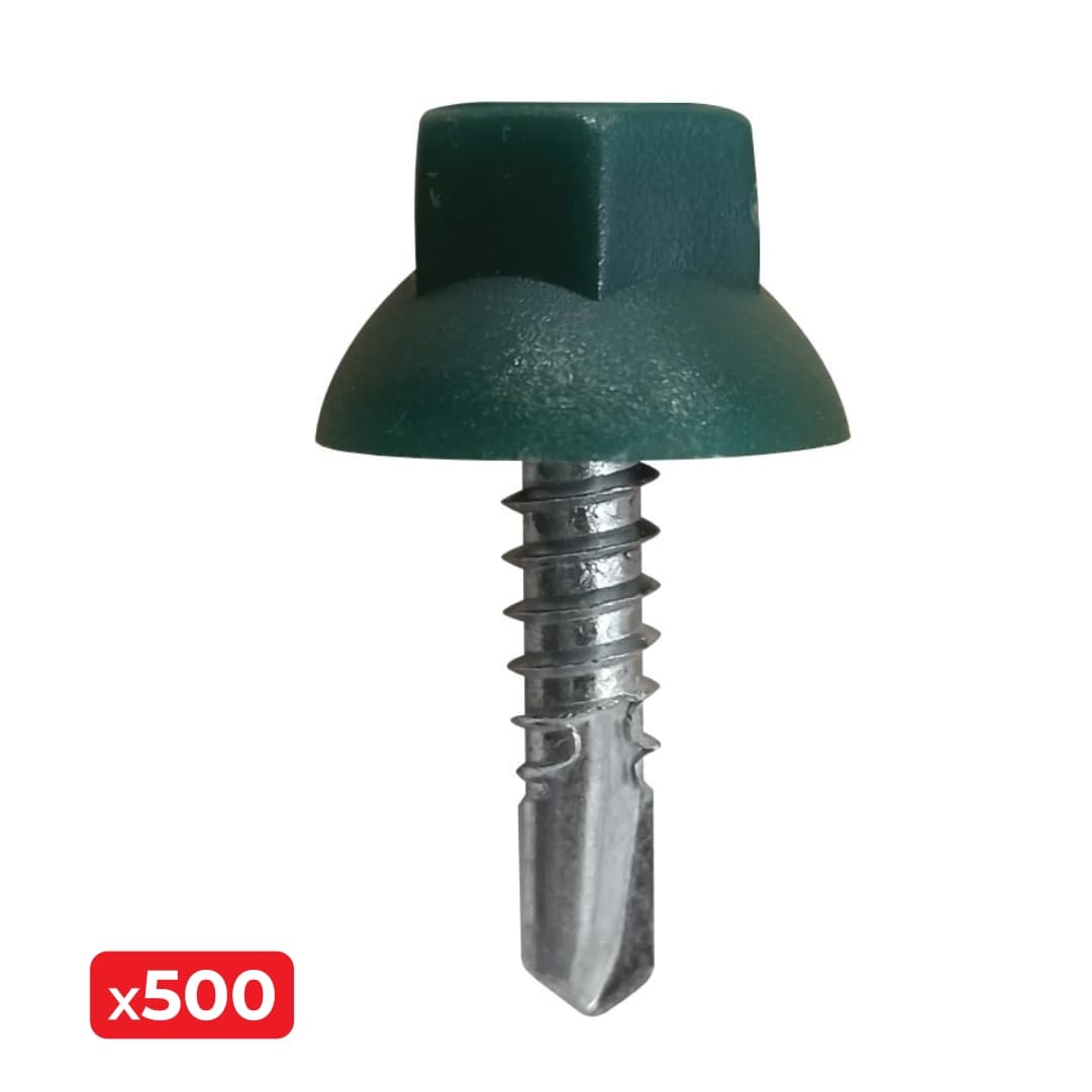 Parafuso AutoPerfurante Nylon Verde RAL6005 5.5x22MM - 500PCS