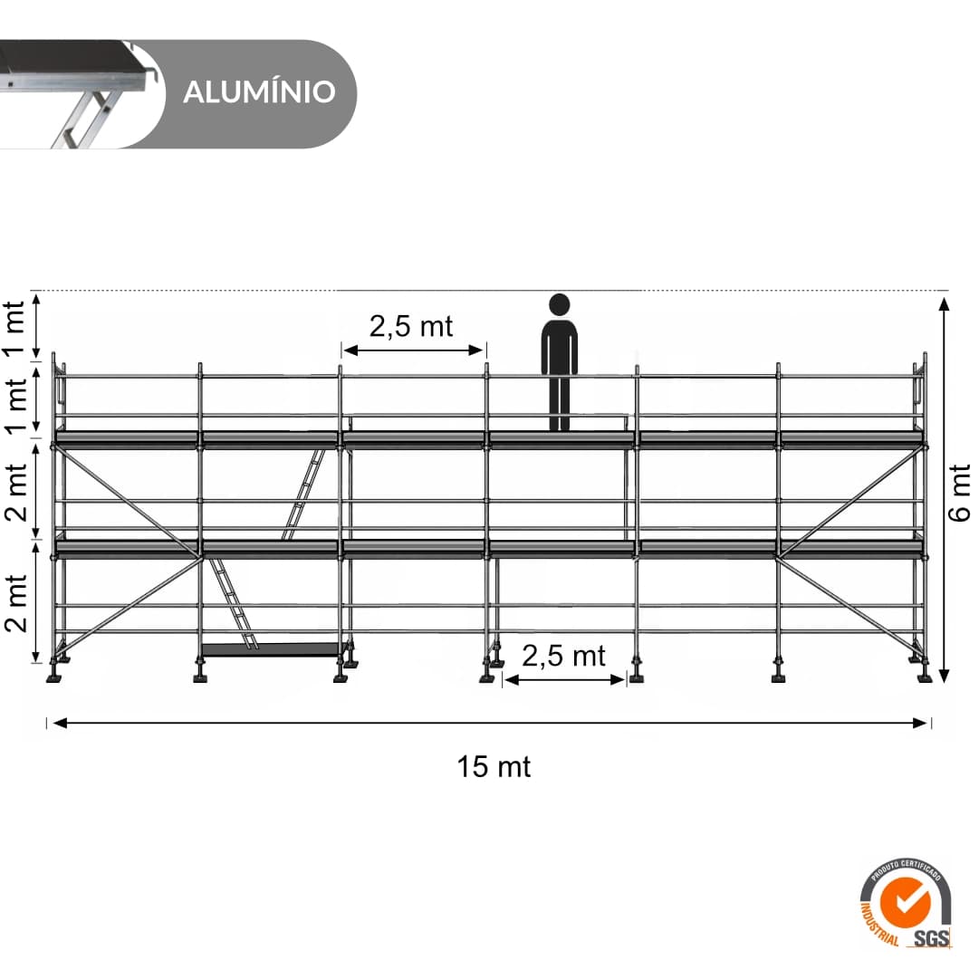 Andaime 1 de Fachada Europeu - 15MTx6MT