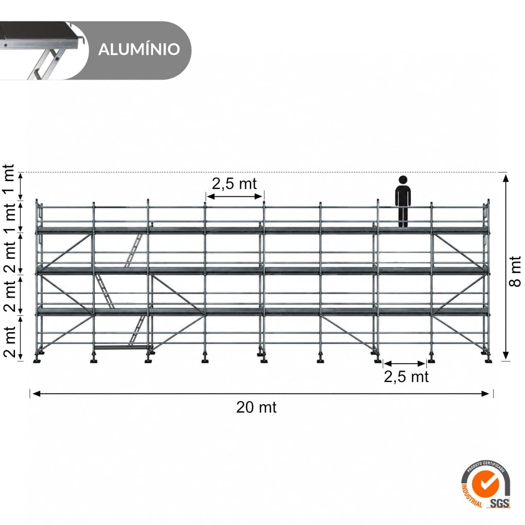 Andaime 1 de Fachada Europeu - 20MTx8MT